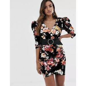 Bronx & Banco Velvet Floral Saint Mini Dress Size XS